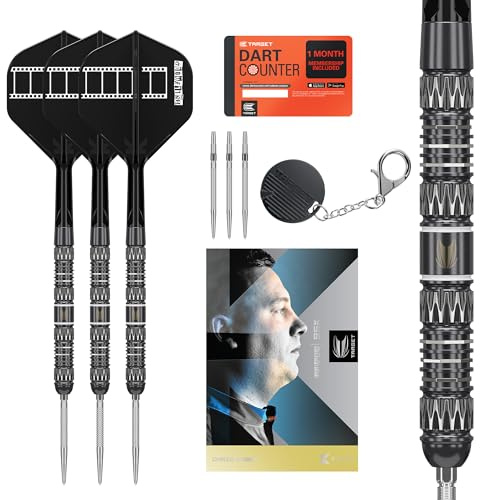 Target Darts Chris Dobey Punta de Acero 95K Dardos Set, 22G, K-Flex N.º 2 Plumas y Astillas, Puntas Swiss GRD Plata y Herramienta SP Incluidas | Juegos de Dardos Profesionales Player Edition