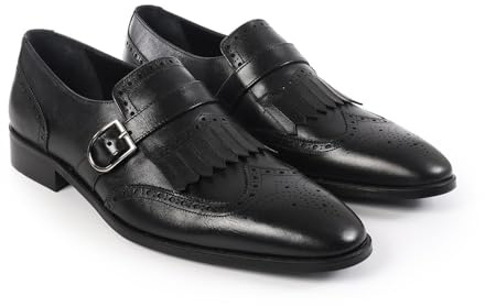 vella pais Madrona Wingtip Monkstrap Loafers Black
