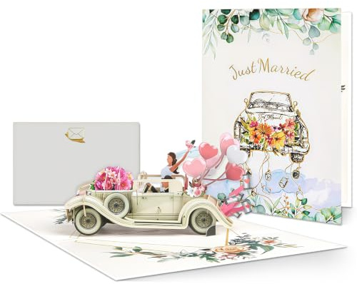 HAGOT Carte Pop-Up 3D Élégante, Carte de Vœux de Félicitations pour Mariage, Anniversaire et Saint-Valentin, Cadeau Surprise avec Enveloppe