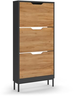 Vicco Shoe tipper Luca, Anthracite/Goldkraft oak, 59 x 123 cm with 3 tilting compartments