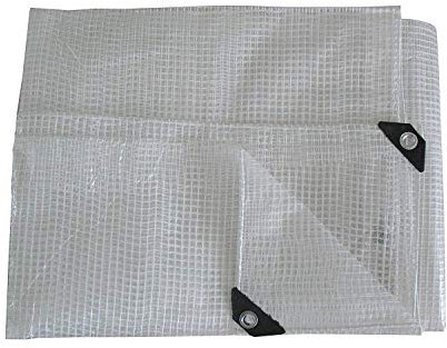 Bortaberg Tarpaulin Strengthened Waterproof Heavy Duty - Clear Tarp Sheet - Premium Quality Cover Made of 100gram/sm Reinforcing Mesh, for Camping Fishing Gardening Pets ([m]3x4 || 9.8'x13')