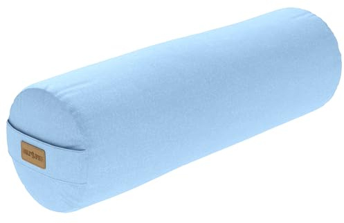 Gorilla Sports® Bolster Yoga - Ø20 cm, Rivestimento in Cotone Lavabile, Ripieno di Farro, Maniglia di Trasporto, Colore a Scelta - Cuscino Yoga, Rullo per Yoga, Supporto Meditazione