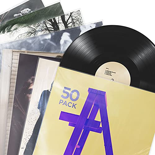 Claev Custodie esterne per album 50 custodie in plastica trasparente per proteggere album LP in vinile da 12/30 cm - 32,5 x 32,5 cm e 3 mm di spessore