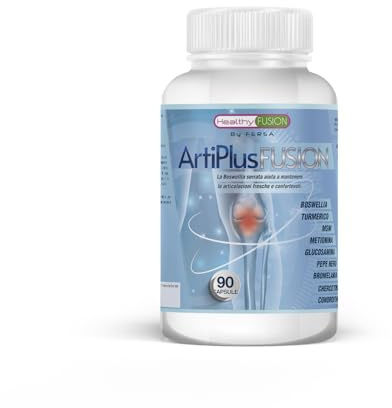 Healthy Fusion Artiplus | Potente trattamento per le articolazioni, ossa e muscoli | Curcuma + Condroitina + Glucosamina + Bioperina | Elimina il dolori | Previene il malessere e le lesioni | 90 Caps