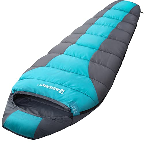 Bessport Schlafsack Outdoor Mumienschlafsack 3 Saison Klein und Klein und Ultraleicht Erwachsene Schlafsack Warm Wasserabweisend für Camping Schlafsack Trekking