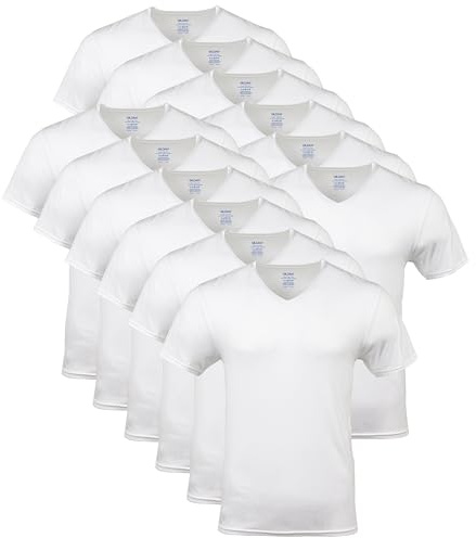 Gildan herr V-ringad t-shirts, multipack, stil G1103 undertröja, Vit (12-pack), S