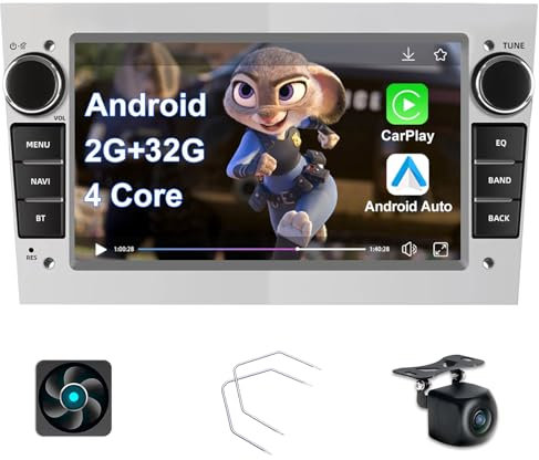 Kovanda 7 Android Autoradio mit GPS Für Opel Astra H Corsa D Corsa C Vectra Zafira Meriva Bluetooth WiFi CarPlay Android Auto Lenkradsteuerung DSP NAVI 4-Kern 2+32GB (Silber)