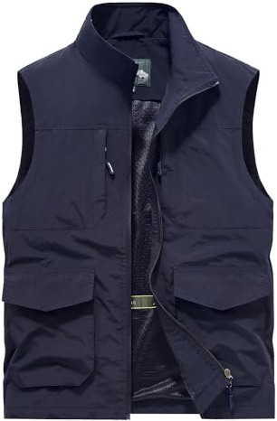 Btmpmcs Chaleco de Pesca para Hombre Reportero al Aire Libre Chalecos Multibolsillos casual transpirable Chaleco sin Mangas Acampa fotografía Chaqueta Viajes Deportes Chalecos