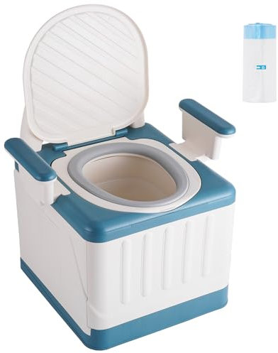 BAOSHISHAN Camping Toilet,Portable Toilets for Adults,Large Portabl Toilet Camping,Foldable Toilet with 20pcs Toilet Bucket Bags, for Hiking, Fishing, Outdoor, Long Trips,Home