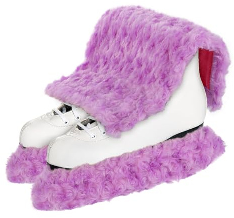 lasuroa Ice Skate Blade Covers And Towel, Ice Skate Guard Fuzzy Ice Skating Guards And Soakers Soft Skate Blade Covers for Kids Adults Ice Skating Accessories Gifts (Purple,L)