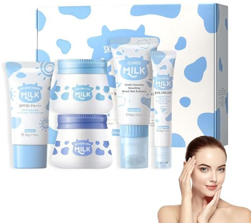 Fengyang® 5 Pièces Coffret De Soins De La Peau Au Lait, Ensemble De Soins De La Peau, De Soins De La Peau Aux Protéines De Lait, Set De Soins Pour Le Visage