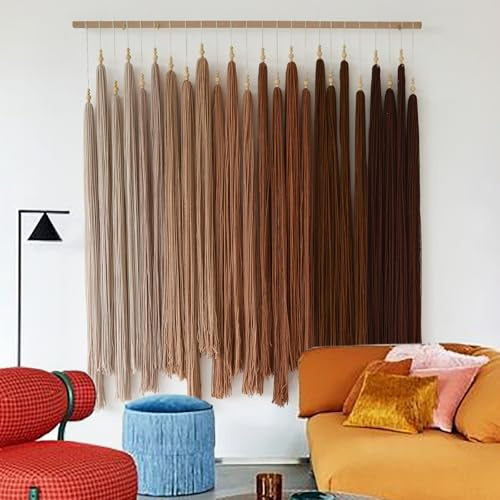 IOWER Macrame Wall Hanging Macrame Wall Decor Boho Wall Art Yarn Fiber Wall Art Beaded Tassel Home Decor for Bedroom Living Room Decor 39 W x 45 L