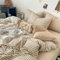 Covebett Housse de Couette 140x200 à Carreaux Vichy Beige et Marron Parure de Lit Adulte 1 Personne Housse Couette en Microfibre Linge de lit avec Fermeture Éclair et 1 Taies d'oreiller 65x65cm