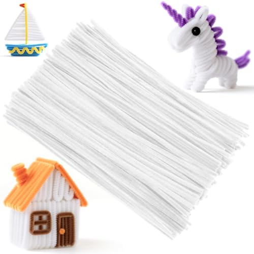 Ainiv 200PCS Pipe Cleaners for Craft, 30cm White Crafting Pipe Cleaners