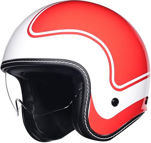Jethelm Mit Visier Hochwertiger Motorradhelm, DOT/ECE-Zertifiziert Für Herren Und Damen - Ideal Für Roller, Moped, Mofa Und Scooter - Retro Helm Design, Halbschalenhelm 7,L