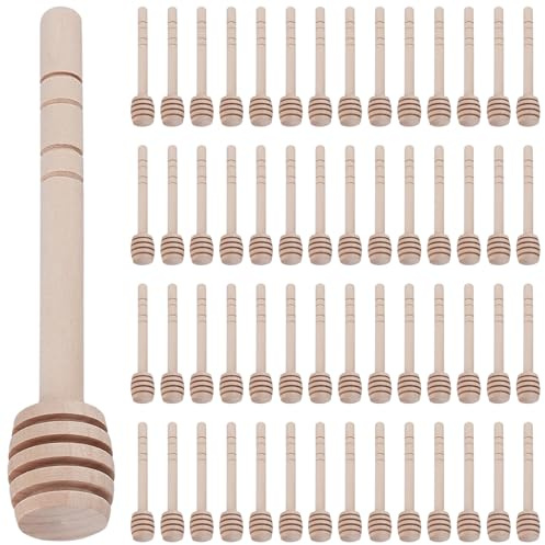 SINJEUN 100 cucchiai per Miele in Legno, 10 cm, Spirale per Miele, Diametro 2 cm