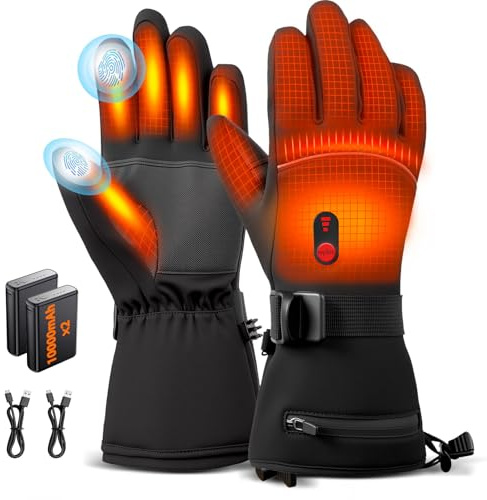 20000mAh Rechargeable Heated Gloves for Men & Women, 7.4V Fast Heating Heated Gloves,3 Temperature,Touch Screen, Water Resistant, Non-Slip, Suitable for Winter Outdoor Work, Skiing, Cycling, Fishing
