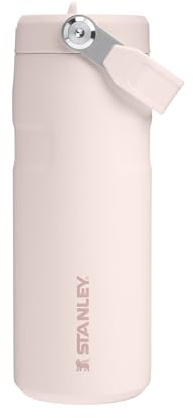 Stanley 1913 Flip Straw Trinkflasche mit Strohhalm 0.47L - Thermobecher Kühlt 8 Stunden - 40 Studen Eisgekühlt - BPA-frei - Auslaufsicher - Für Getränkehalter - Spülmaschinenfest - Rose Quartz