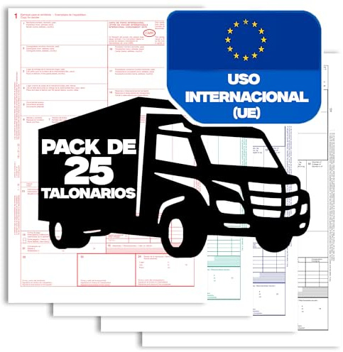 SERVILABEL - Pack 25 Talonarios CMR Autocopiativos - Transporte Internacional - 4 Copias Numeradas - Cumple con Normativa CMR Internacional (25)