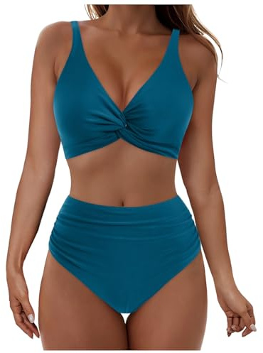 Bikini para Mujer, Conjunto Adelgazante, Traje De Baño Push Up De Dos Piezas Top con Desmontable Traje Baño Bikini para Mujeres con Curvas Mujer Barriga Reductor Boxeadores