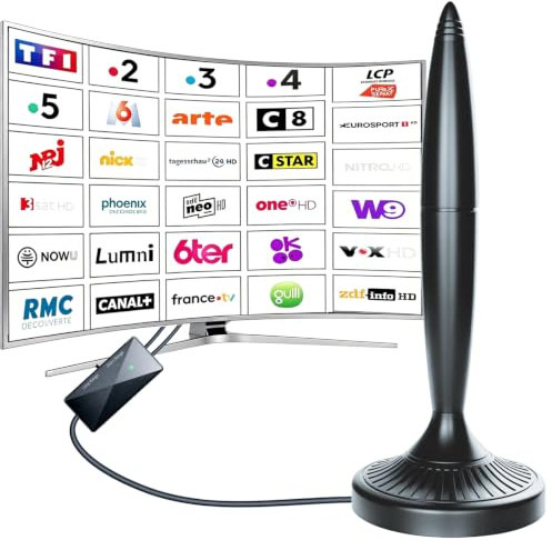 Antenne TV Interieur Puissante avec Réception omnidirectionnelle 360°