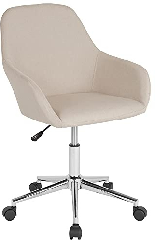 Flash Furniture Cortana Home Bürostuhl, mittelhohe Rückenlehne, Schaumstoff, Metall, Kunststoff, Beiger Stoff, 1 Stück