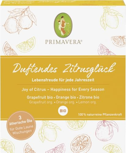 PRIMAVERA Ätherische Öle Set Duftendes Zitrusglück - 2 x Geschenkbox 3 x 5 ml Zitrone, Orange, Grapefruit - Aromaöl, Duftöl, Aromatherapie, Geschenke - vegan