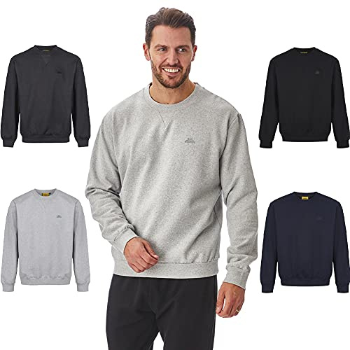 Iron Mountain IMSWT205 Men's Reclaimed Yarn Anti Pil Top Jumper Pullover Sweater Crew Neck Soft Fleece Sweatshirt, Light Grey Marl, XXL
