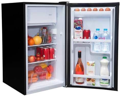SIA LFIBL 48cm Black Free Standing Under Counter Fridge With 3* Ice Box