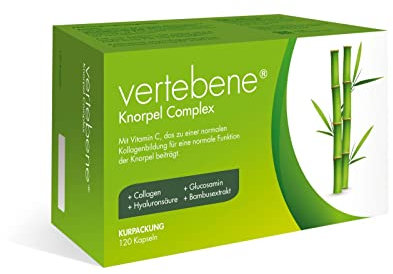 Vertebene® Knorpel Complex - Das Original mit Typ-2 Kollagen, Bambusextrakt & Vitamin C - angereichert mit Hyaluronsäure, Glucosamin und L-Lysin für vitale Bandscheiben - 120 Kapseln