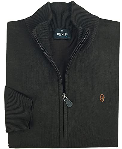Coveri Chaqueta Cárdigan de Lana con Cremallera Gris Tamaño más Hombre 3XL 4XL 5XL 6XL, Moro, XXXL
