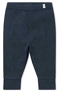 MORI Baby Boys and Girls Ribbed Leggings in Ribbed Navy - Organic Cotton Unisex Toddler Bottoms with Elasticated Waistband and Cuffs - 12-18 Months