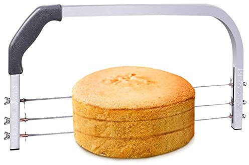 Coupe-gâteau réglable en acier inoxydable pour la pâtisserie - Trancheuse à gâteau professionnelle avec poignée et fils - Outil de découpe et trancheuse