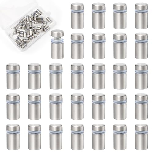 Dagran 30 Piezas Espaciadores Tornillos para Carteles Inoxidable Clavos Publicitarios, Publicidad Tornillos Cromados, Tornillo de Fijación para Pared Vidrio Marcos de Cuadros