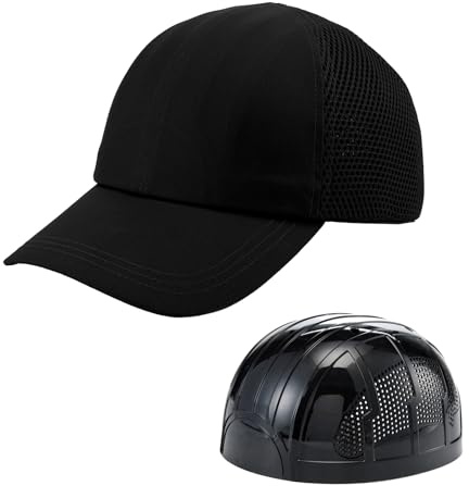 Safety Bump Cap Hat Baseball Cap Style Safety Hat Breathable Lightweight Hard Hats for Unisex Breathable Hard Hat Head Protection Cap(998-Black-L)