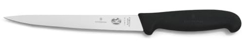 Victorinox Fibrox Filetiermesser, Scharfes Küchenmesser für Fleisch und Fisch, 18 cm, Gerade Klinge, Flexibel, HACCP geeignet, Rutschfest, Schwarz