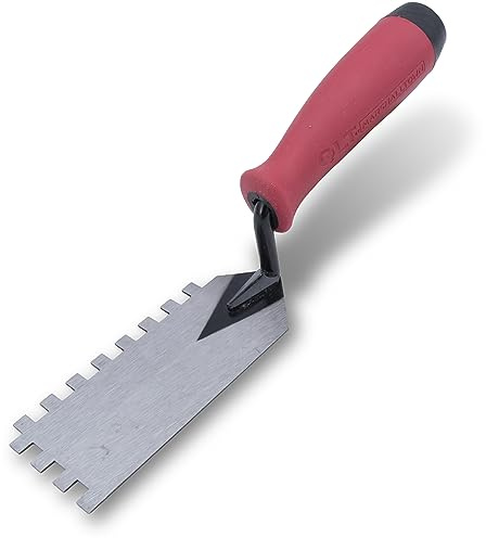 MARSHALLTOWN QLT Notched Margin Trowel, 1/4 Squre Notches for Flooring and Tiling, Soft Grip Handle, MT71