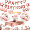 Humairc Palloncino Compleanno Rosa Oro, Decorazioni Compleanno, Happy Birthday Ghirlanda Coriandoli Palloncini Tovaglia Cake Topper Shoulder straps Balloons, per Festa di Compleanno per Ragazza Donne