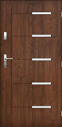 Kankan Nano Advance - Porta d'ingresso in acciaio, 1,3 cm, 4 colori, dimensioni 80,90 noce ([90] 990 x 2065 con telaio della porta a sinistra)
