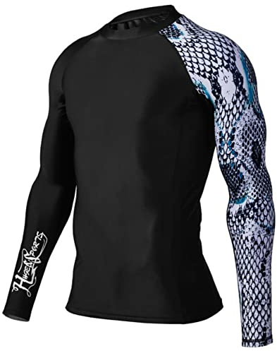 HUGE SPORTS Camisetas de Compresión para Hombre Rashguard Hombre Manga Larga Ropa Deportiva Secado Rápido (Escama de Serpiente M)