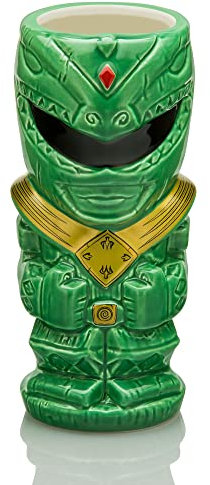 Geeki Tikis Power Rangers – Tasse en céramique verte Ranger de 473,6 g | Gobelets à cocktail, tasse à bière pour alcool, boissons, boissons de pub, boissons tropicales pour la maison et le bar |