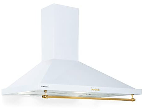 Klarstein Hotte Aspirante 90 cm, Hotte Aspirante Silencieuse, Hotte de Cuisine 90cm, LED, Débit d'Air Puissant 591.5m³/h, Filtres à Graisse, Efficacité Energétique Classe A, Hotte avec Évacuation