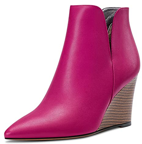 Saekcted Femmes Haut High Compensé Talon Heel Fermé Pointu Bout Bottines Two-Piece Classique Slip-on Chaussures