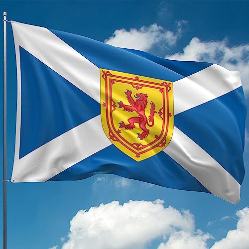 Scottish Flag with Rampant Lion - Scotland Flag - St Andrews Saltire Flag - Double-sided Digital Print - 110Den Thick polyester- Double Seam - 2 brass eyelets, large 5ft x 3ft