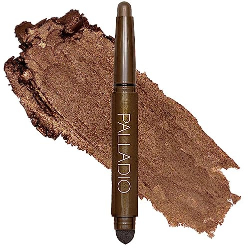 Palladio Waterproof Eyeshadow Stick with Blending Sponge, Long Lasting & Effortless Application, Smudge Free & Crease Proof Formula, Matte & Shimmer Shades, Buildable Eye Shadow (Chocolate Shimmer)
