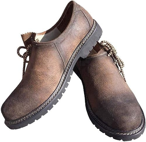 Scarpe da uomo in pelle, scarpe da avena, Oktoberfest, scarpe per costume tradizionale austriaco, scarpe in pelle, taglia 41-46, marrone, 44 EU