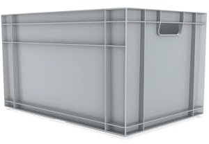 HomeHQ Euro Container Plastic Box, Stacking & Storage Container Box, 600x400x340(h) mm (GREY)
