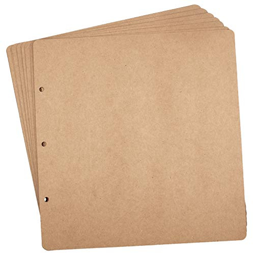ADVcer 10 Sheets Double Sided (20 Pages) 11.6 x 11.6 inch Refill Pages, Acid Free Thick Additional Craft Paper Cardboard for All ADVcer 12x12 Loose-Leaf 3-Ring Binder Photo Album Scrapbook (Kraft)