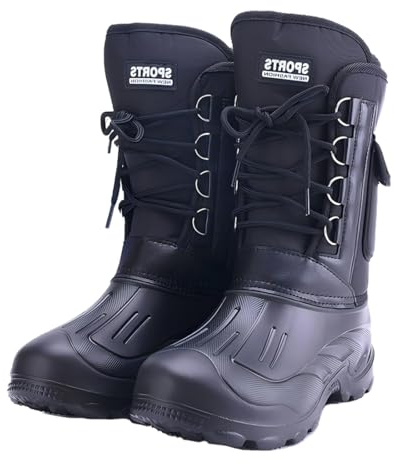 Harssidanzar Bottes de chasse hivernales pour homme, longues, extrêmement chaudes & imperméables avec protection anti-écrasement EVA et poche latérale,RM028,Noir,Taille42