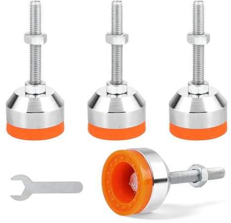 EXLECO 4 st nivelleringsfötter tung maskinfot M8 × 50 mm, Ø 40 mm, justerbara fötter med gänga och gummibuffert, möbelfötter justerbar höjd, förlängning, justerbara fötter golvskydd